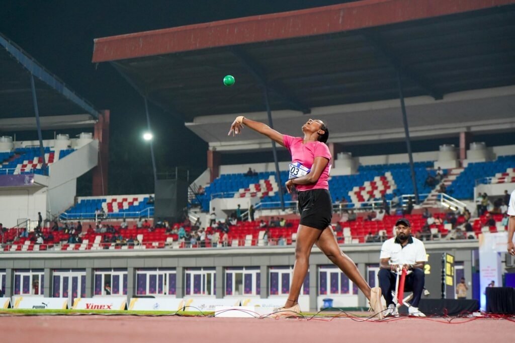 The 39th National Junior Athletics Championship in the Women’s Under-18 shot put, Haryana’s Anshu claimed gold